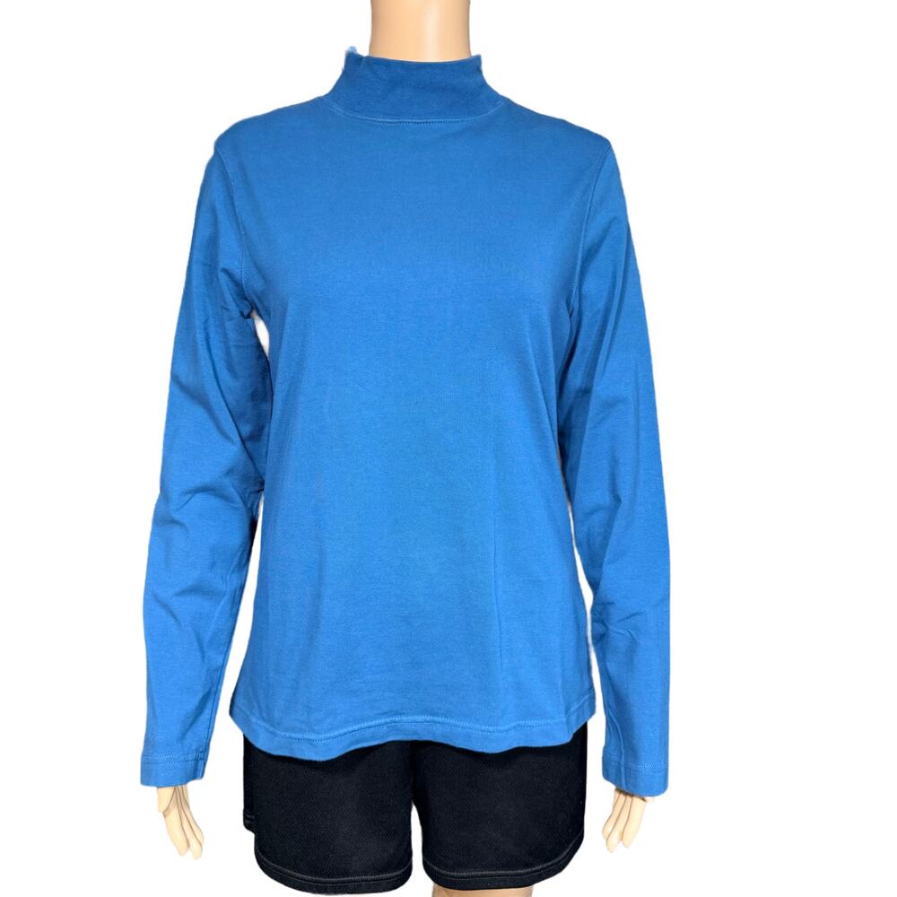 Croft & Barrow Womens Mock Neck Shirt Top Pullover Long Sleeve Black Medium